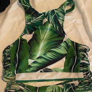 Monstera / palm  bikini two piece